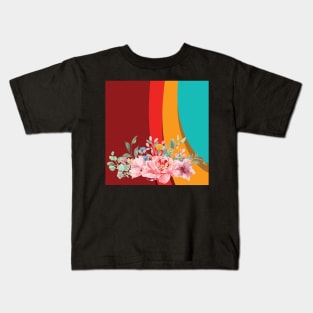 A touch of flowers among the colors of the rainbow Kids T-Shirt